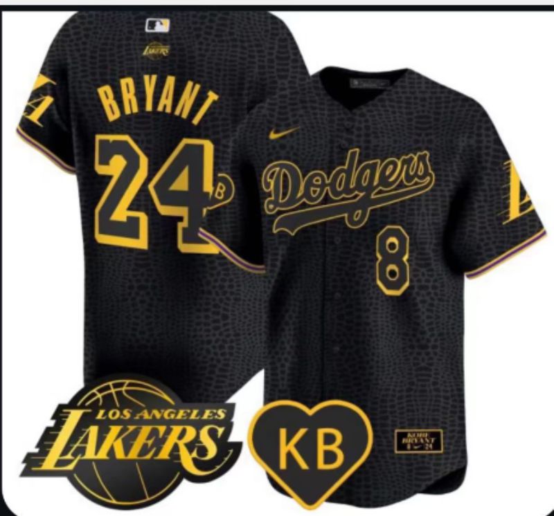 Men 2025 Los Angeles Dodgers 24 Bryant Black Five generations Nike MLB Jersey style 002